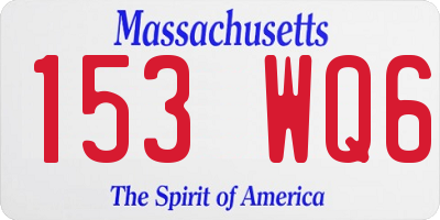 MA license plate 153WQ6