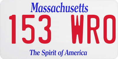 MA license plate 153WR0