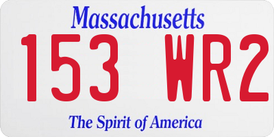 MA license plate 153WR2