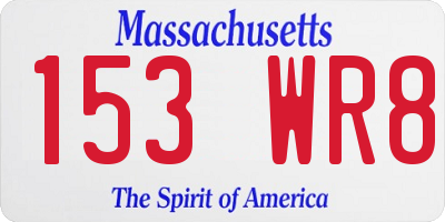 MA license plate 153WR8