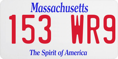 MA license plate 153WR9