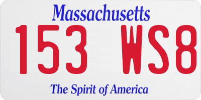 MA license plate 153WS8