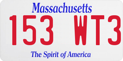 MA license plate 153WT3