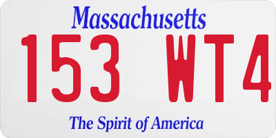 MA license plate 153WT4