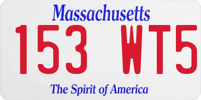 MA license plate 153WT5