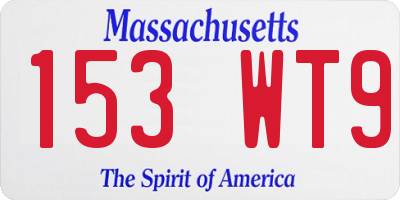 MA license plate 153WT9