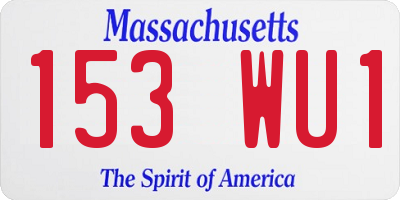 MA license plate 153WU1