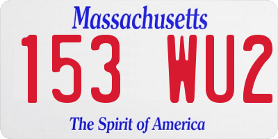 MA license plate 153WU2