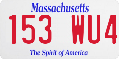 MA license plate 153WU4