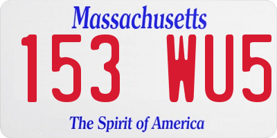 MA license plate 153WU5