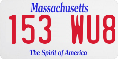 MA license plate 153WU8