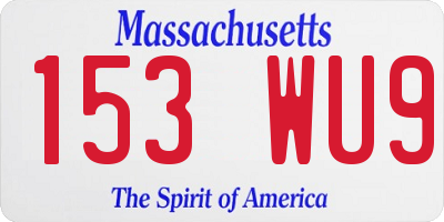 MA license plate 153WU9
