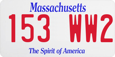 MA license plate 153WW2