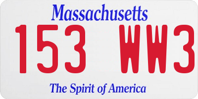 MA license plate 153WW3