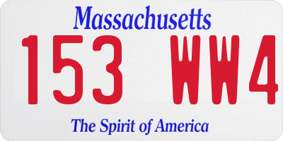 MA license plate 153WW4