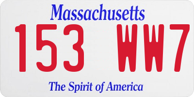 MA license plate 153WW7