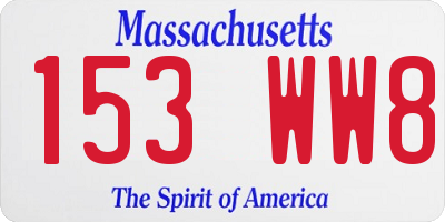 MA license plate 153WW8
