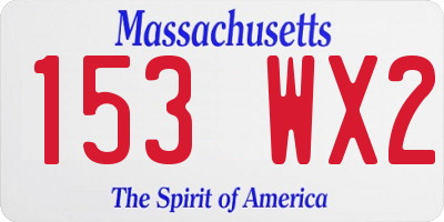 MA license plate 153WX2