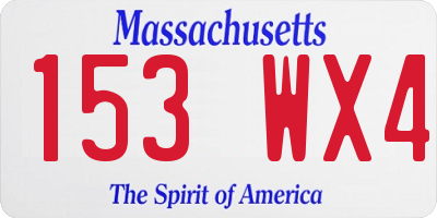 MA license plate 153WX4