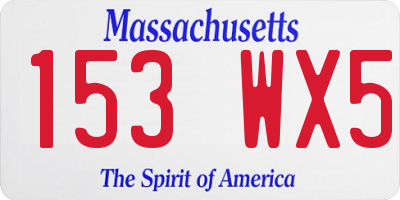 MA license plate 153WX5