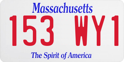 MA license plate 153WY1