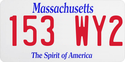 MA license plate 153WY2