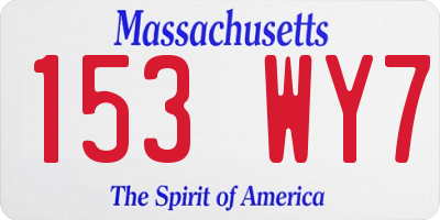 MA license plate 153WY7