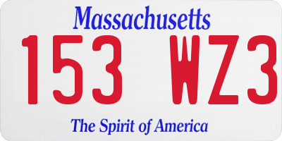 MA license plate 153WZ3