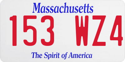MA license plate 153WZ4