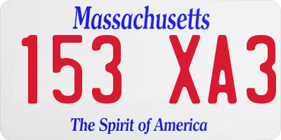 MA license plate 153XA3