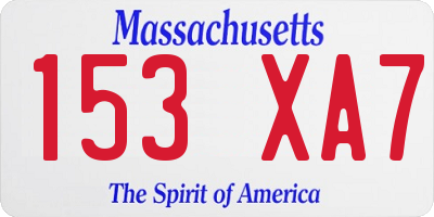 MA license plate 153XA7