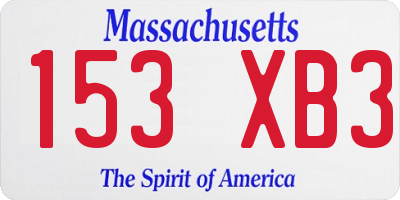 MA license plate 153XB3