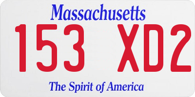 MA license plate 153XD2