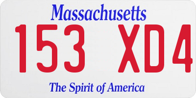 MA license plate 153XD4