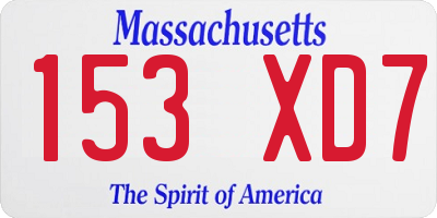 MA license plate 153XD7