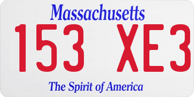 MA license plate 153XE3