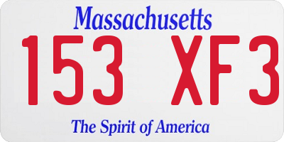MA license plate 153XF3