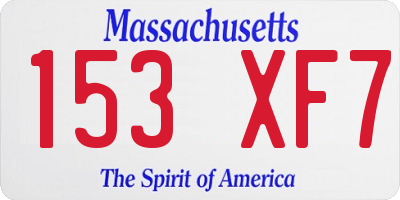 MA license plate 153XF7