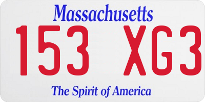 MA license plate 153XG3