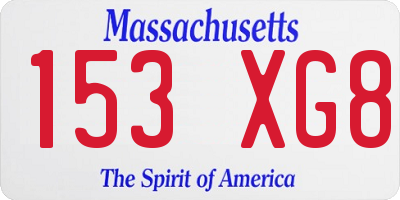 MA license plate 153XG8