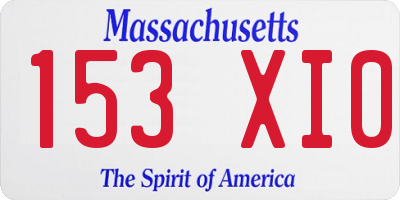 MA license plate 153XI0