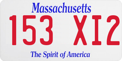 MA license plate 153XI2