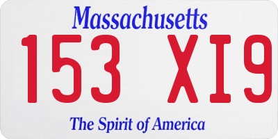 MA license plate 153XI9