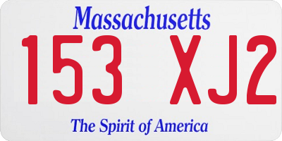 MA license plate 153XJ2