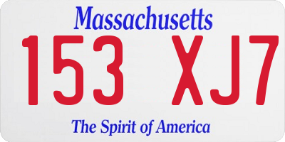 MA license plate 153XJ7