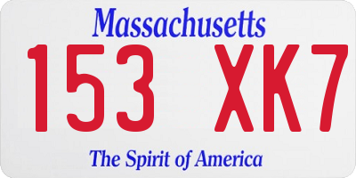 MA license plate 153XK7