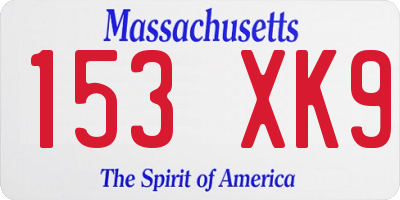 MA license plate 153XK9