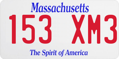 MA license plate 153XM3