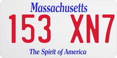MA license plate 153XN7