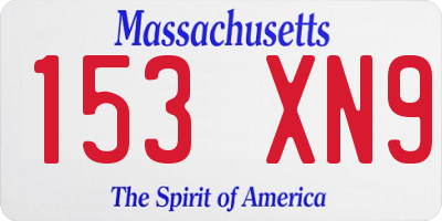 MA license plate 153XN9